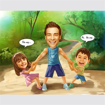 Family Outing Caricature from Photos - myDaVinci